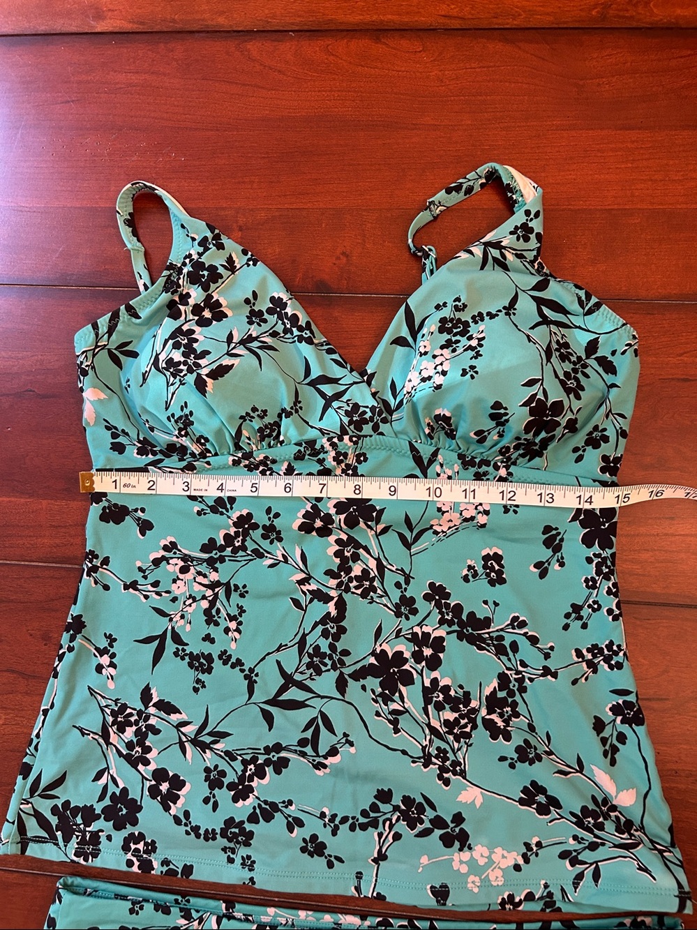 Garnet Hill Women’s Floral Tankini Set in Aqua Swim Top & Skirt size 10 - Picture 14 of 16